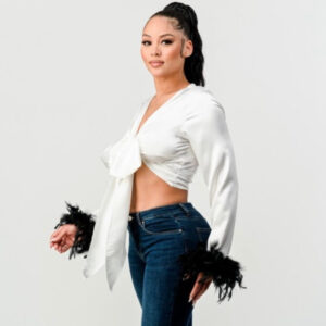 Product Image for  Satin Ostrich Feather Blouse