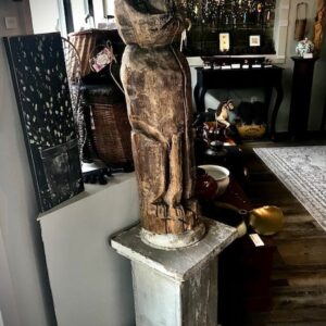 Product Image for  Vintage Hand Carved Wooden Cat on a Pedestal