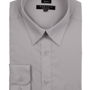 Product Image for  Men’s Marquis Solid Silver Dress Shirt (Cotton Blend/Slim Fit)