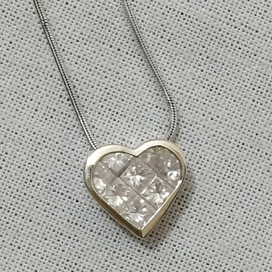 Product Image for  14k White Gold and Diamond Heart Necklace
