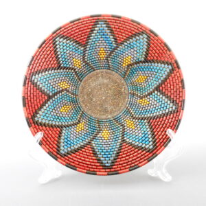 Product Image for  Blue Flower Beaded Illusion Platter, Jeff Miller, MT1811.101