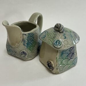 Product Image for  Ceramic Sugar & Creamer Set, Blue/Green, by Anita Lamour AML2311