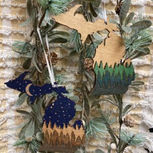Product Image for  Engraved wood Michigan ornaments