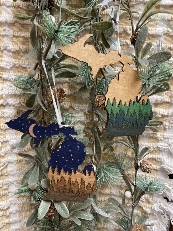 Product Image for  Engraved wood Michigan ornaments