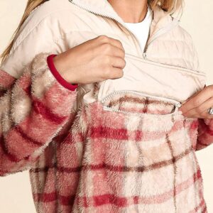 Product Image for  HALF ZIP UP PLAID HOODIE WITH KANGAROO POCKET