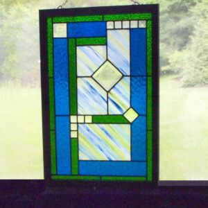 Product Image for  Blue Contemporary Stained Glass Panel Karen Wegienek KWbg