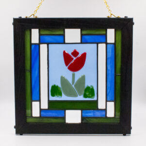 Product Image for  Red Tulip Leaded Staind Glass Karen Wegienek SKU KWPRT