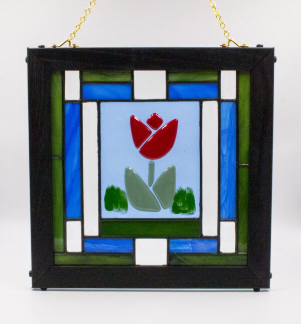 Product Image for  Red Tulip Leaded Staind Glass Karen Wegienek SKU KWPRT