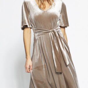 Product Image for  Velvet Tie Short Flutter Short Sleeved Dress