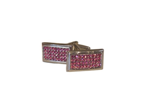 Product Image for  Men’s Pink Pave’ Stone Stainless Steel Cufflinks