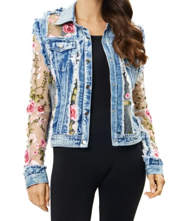 Product Image for  Embroidered Lace Denim Jacket