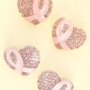Product Image for  Breast Cancer Heart Earrings- Silver or Gold