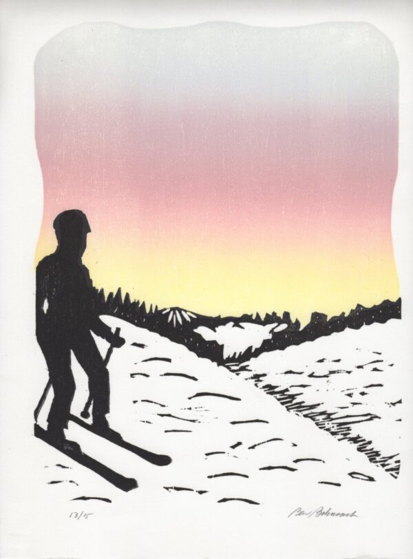 Product Image for  “Skiing” Woodcut by Ben Bohnsack