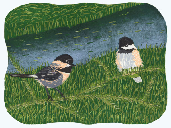 Product Image for  “Chickadees” Woodcut by Ben Bohnsack