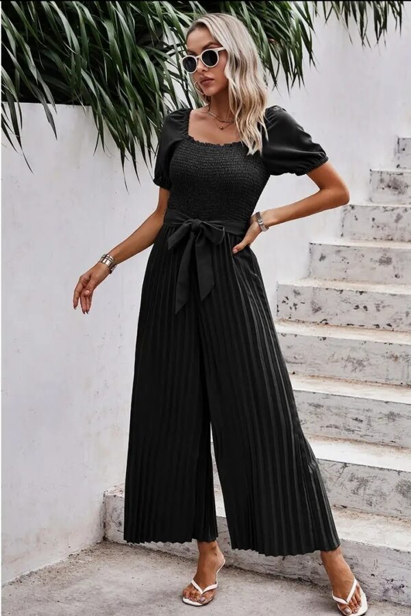 Product Image for  Square neck and Belted Wide-leg Jumpsuit