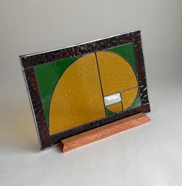 Product Image for  Fibonacci Stained-Glass Panel Gold Green, Karen Wegienek, SKU KFGG