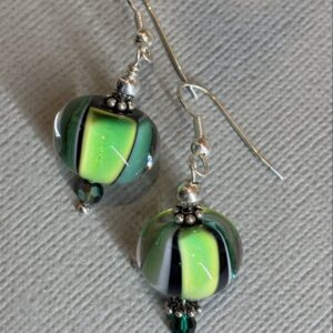 Product Image for  Green Stripe Earrings, Glass, Cyndi Ernst, CE1245