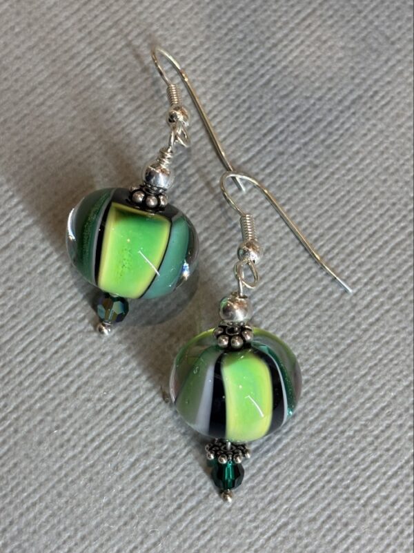 Product Image for  Green Stripe Earrings, Glass, Cyndi Ernst, CE1245