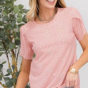 Product Image for  PLUS SIZE-Small Floral Print Split Short Sleeve