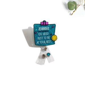 Product Image for  Glitterific Badge Reel You Need Rest To Be At Your Best