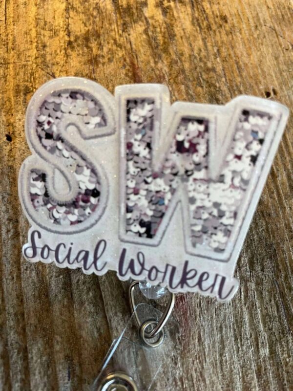 Product Image for  Badge Reel  Social Worker (sequin)