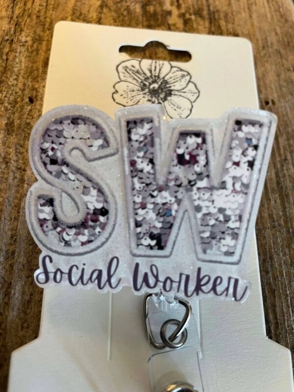 Product Image for  Badge Reel  Social Worker (sequin)