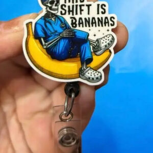 Product Image for  This Shift is Bananas  medical Badge Reel Holder : Swivel alligator clip