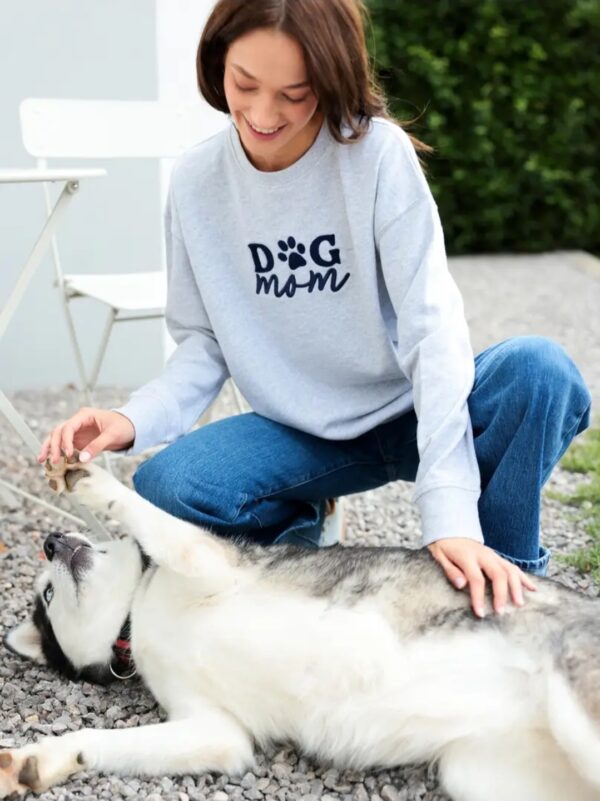 Product Image for  Dog Mom Crewneck Embroidered Pull-over