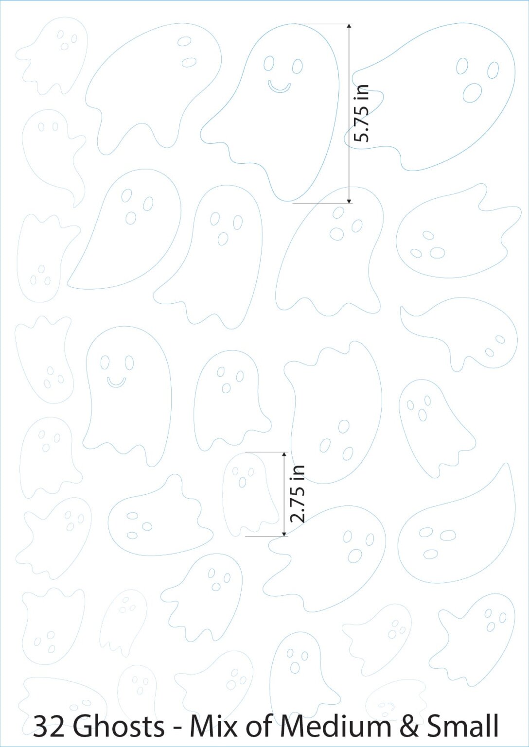 Downloaded from Shopify for use with Vendor ID (932) and Product ID (7166232756288). Product Image for  Ghosts Static Cling Set – Renter Friendly! No Adhesive!