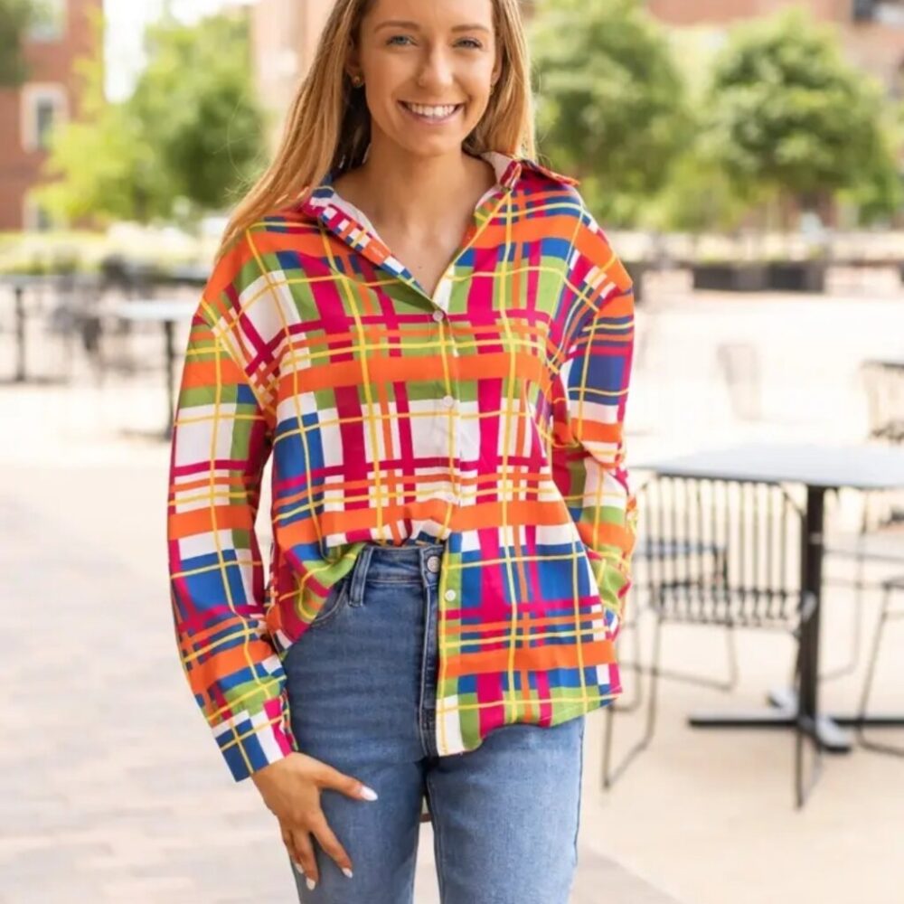The Cathryn Multi-Plaid Button Down Top