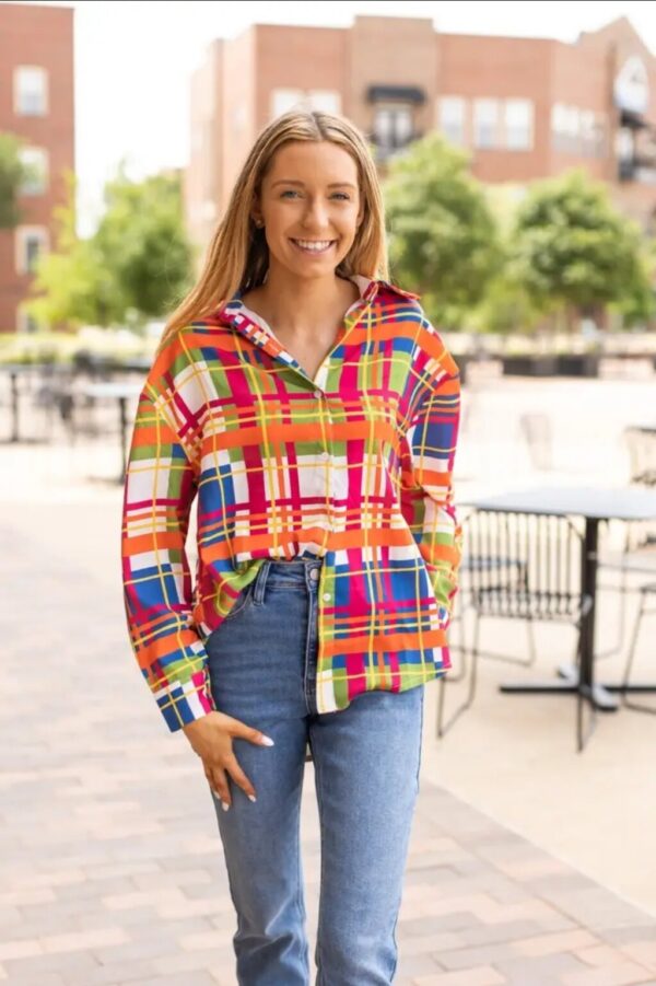 Product Image for  The Cathryn Multi-Plaid Button Down Top