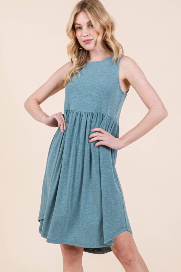 Product Image for  ETK-9342-PL Plus Size Solid Babydoll Sleeveless Knee Dress: Burgundy, 1XL