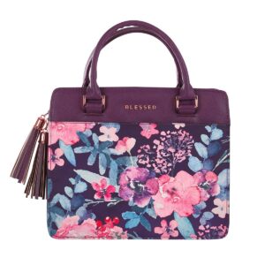Product Image for Blessed Purple Floral Faux Leather Purse-style Bible Cover: Large