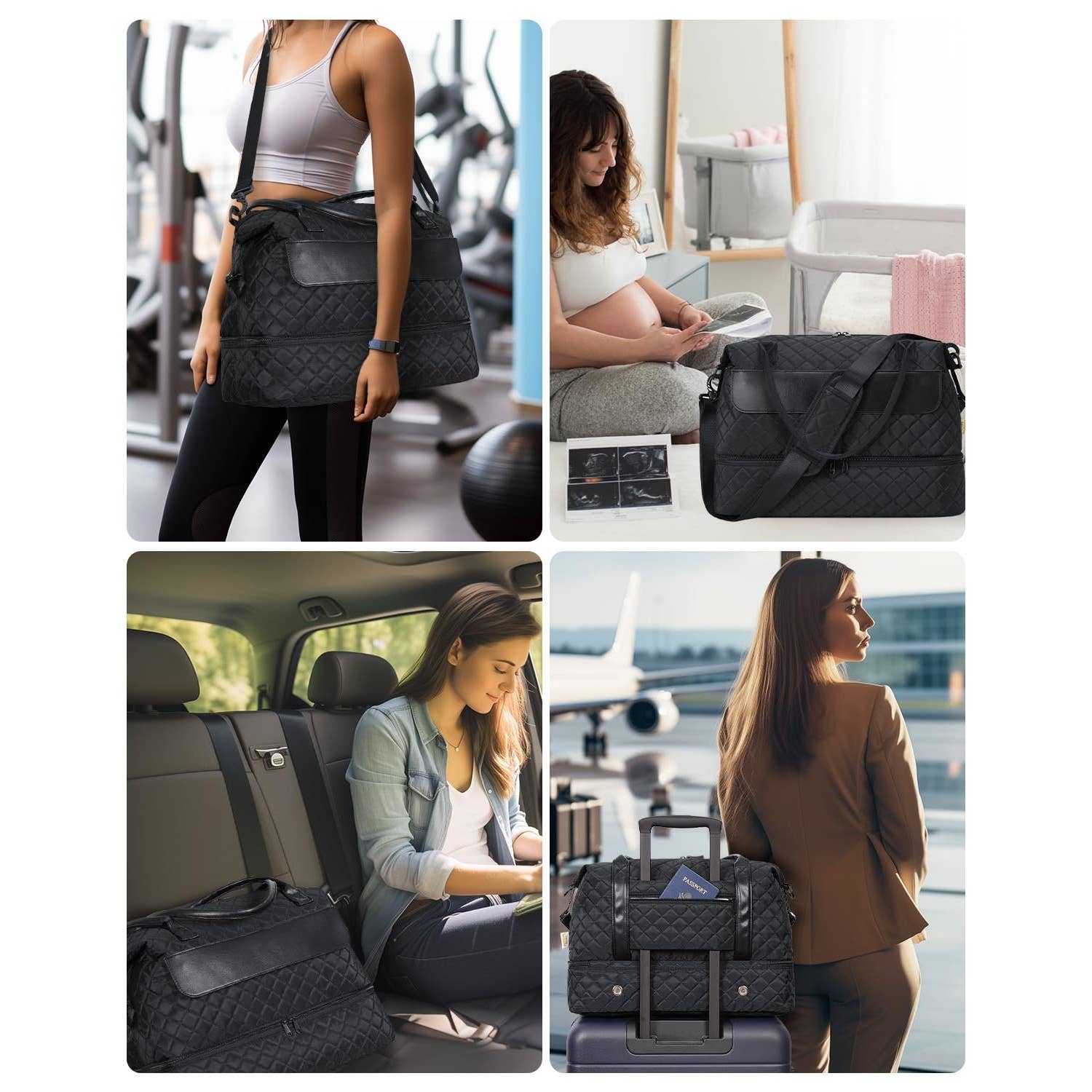 Downloaded from Square for use with Vendor ID (404) and Product ID (Square: DXWRCO4QBWUMPTZNFCCBUX3X - WC: 72552). Product Image for Airplane Approved Duffle Bag & Toiletry Bag Set 2 PCS: Black