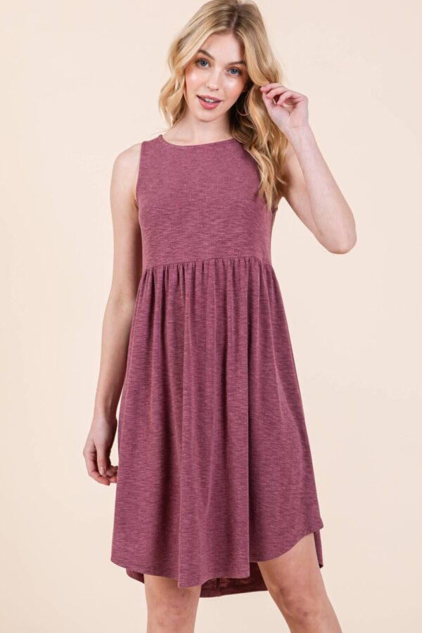 Product Image for  ETK-9342-PL Plus Size Solid Babydoll Sleeveless Knee Dress: Teal, 1XL