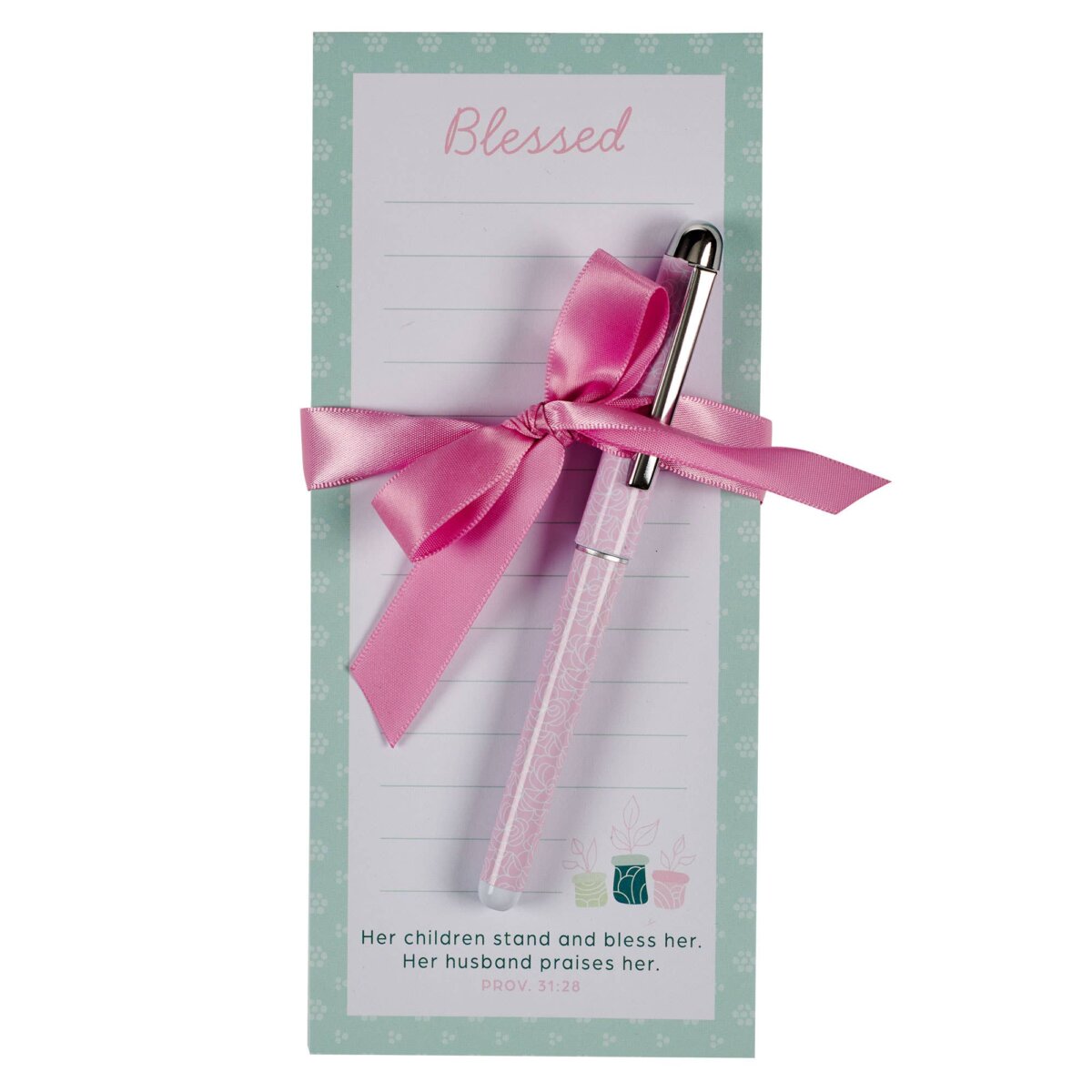 Downloaded from Square for use with Vendor ID (404) and Product ID (Square: 6VT3IKTEKGPRDRYRC6HLZBKG - WC: 72826). Product Image for Magnetic Notepad w/pen Blessed Prov. 31:28