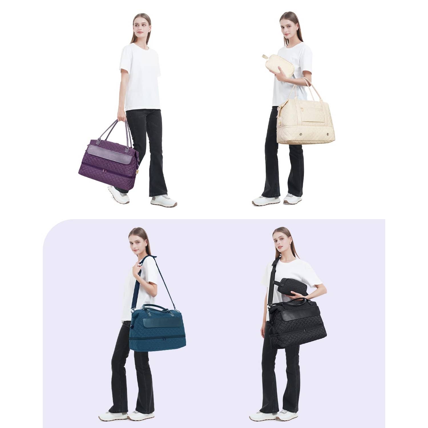 Downloaded from Square for use with Vendor ID (404) and Product ID (Square: DXWRCO4QBWUMPTZNFCCBUX3X - WC: 72552). Product Image for Airplane Approved Duffle Bag & Toiletry Bag Set 2 PCS: Black