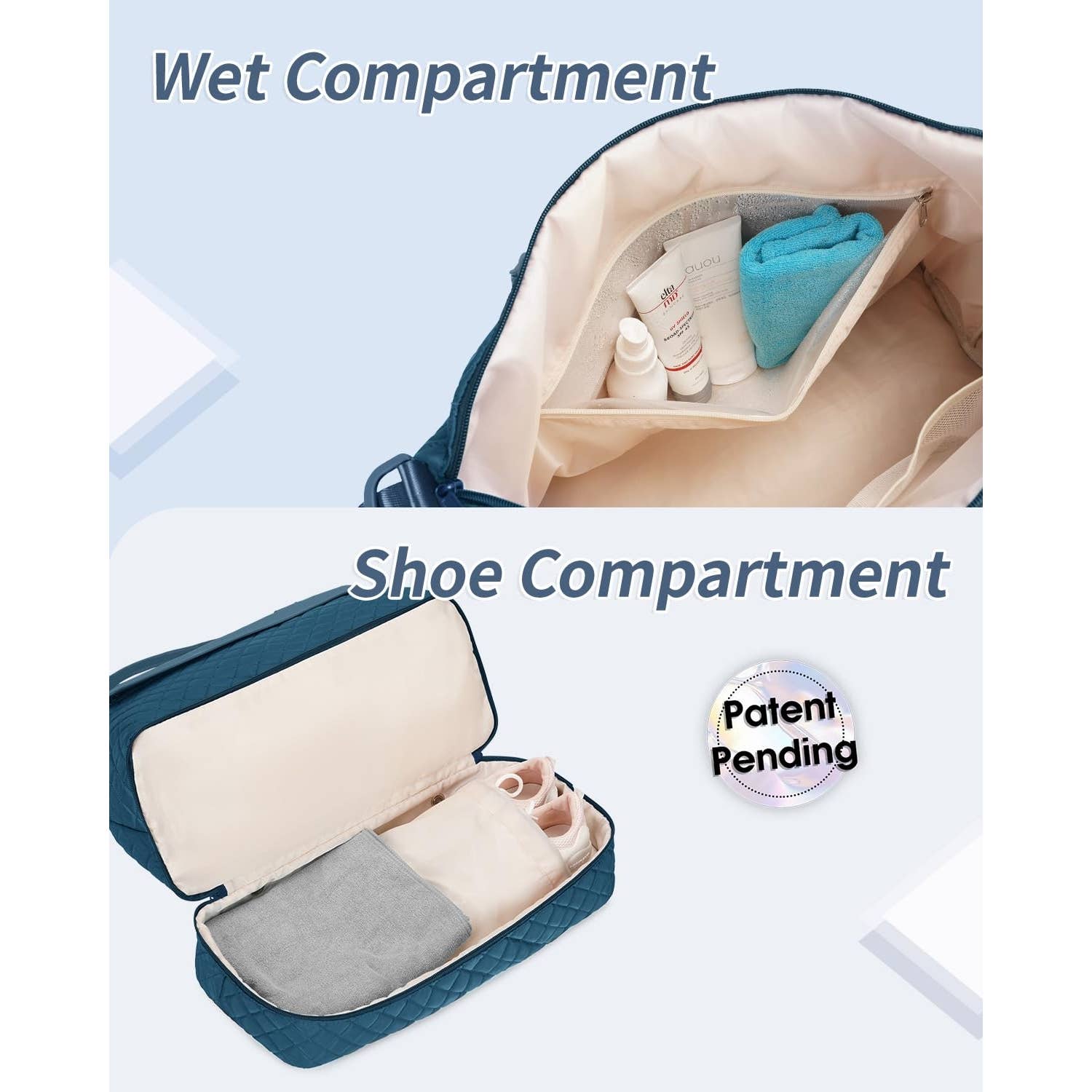 Downloaded from Square for use with Vendor ID (404) and Product ID (Square: DXWRCO4QBWUMPTZNFCCBUX3X - WC: 72552). Product Image for Airplane Approved Duffle Bag & Toiletry Bag Set 2 PCS: Black