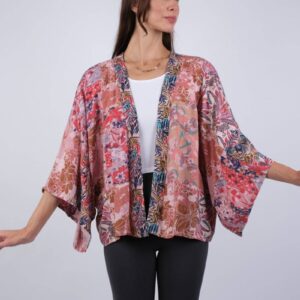 Product Image for  Floral Pink Muse Patchwork Cardigan with Wide Sleeves:: S/M & L/XL)