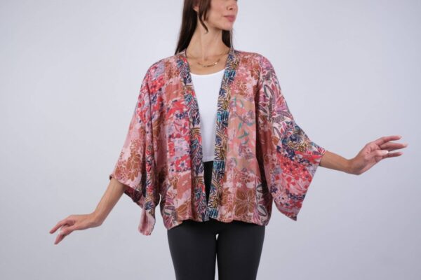 Product Image for  Floral Pink Muse Patchwork Cardigan with Wide Sleeves:: S/M & L/XL)