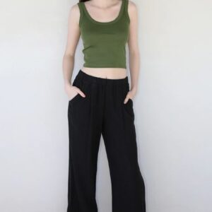 Product Image for Wide Leg Elastic Pants With Pockets – Black