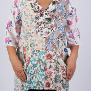 Product Image for  White Floral Serenity Patchwork Tunic XL