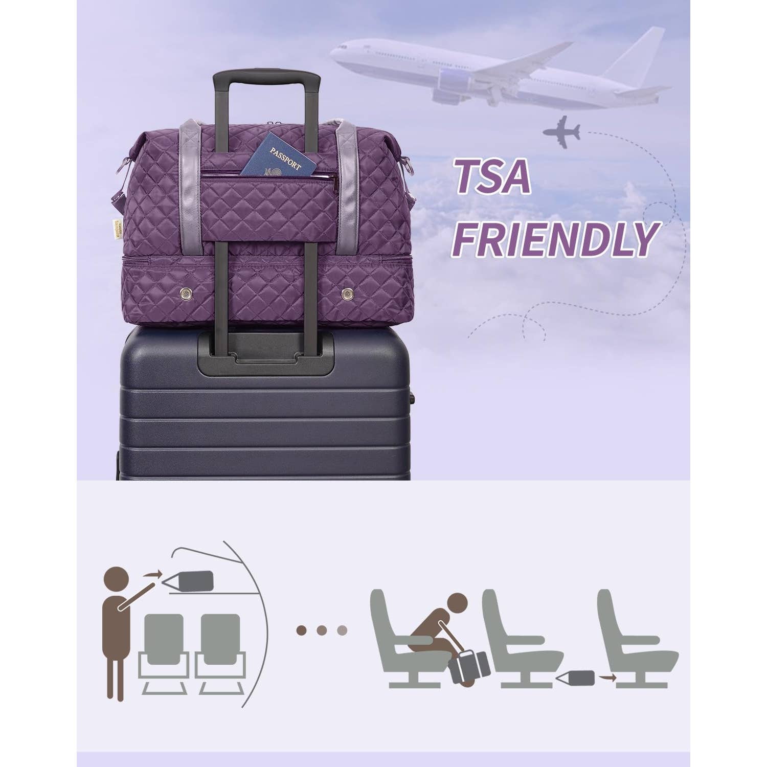 Downloaded from Square for use with Vendor ID (404) and Product ID (Square: DXWRCO4QBWUMPTZNFCCBUX3X - WC: 72552). Product Image for Airplane Approved Duffle Bag & Toiletry Bag Set 2 PCS: Black