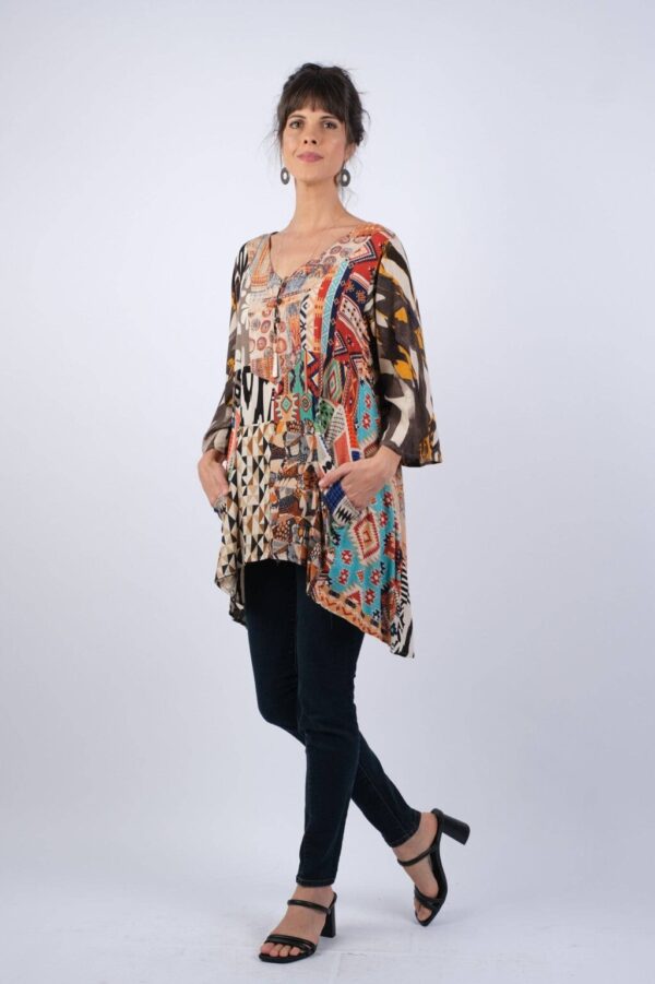 Product Image for  Abstract Allure Hippie Patchwork Tunic XL