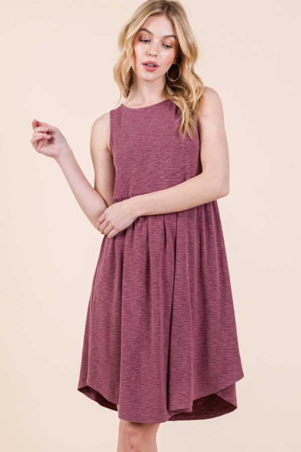 Product Image for  ETK-9342-PL Plus Size Solid Babydoll Sleeveless Knee Dress: Teal, 1XL