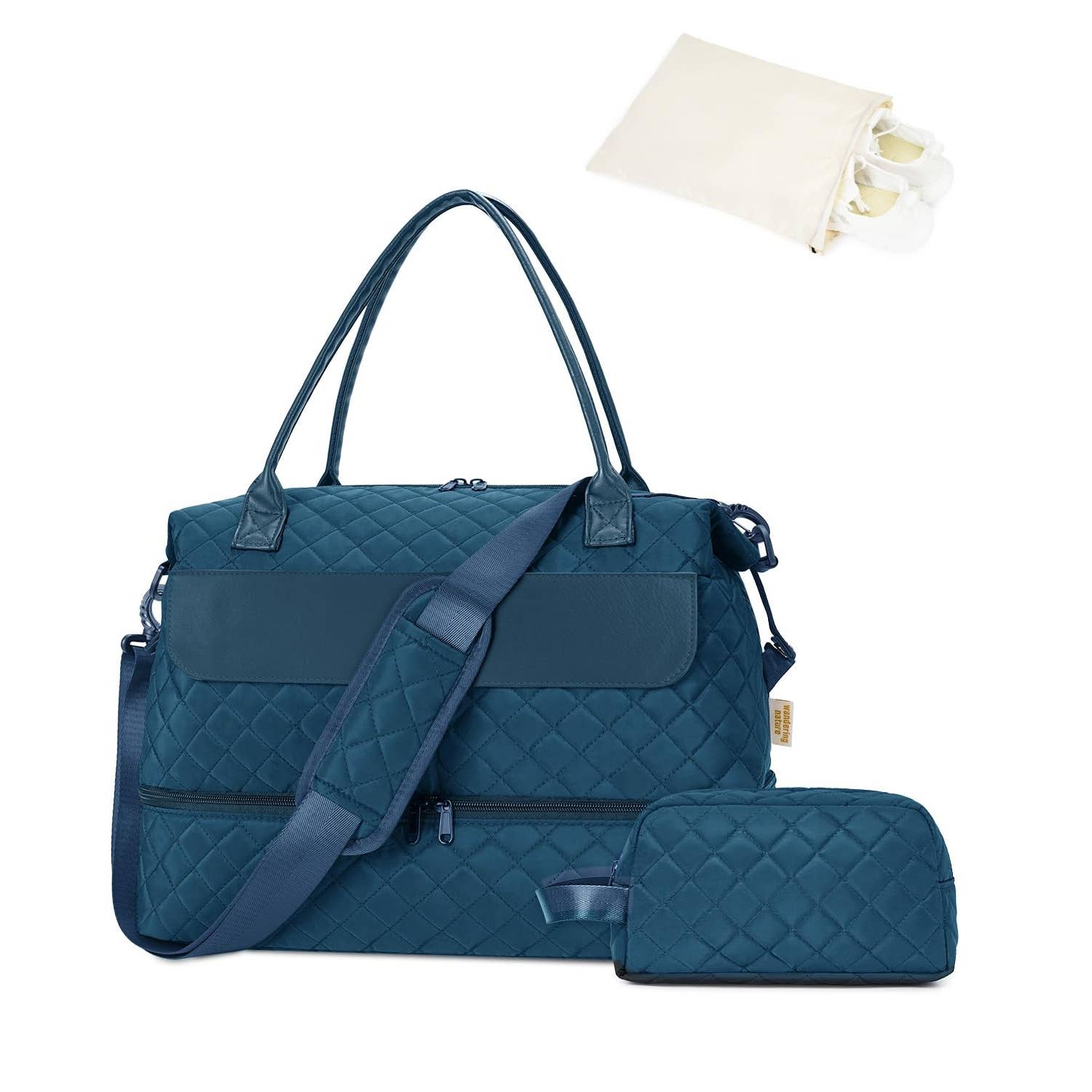Downloaded from Square for use with Vendor ID (404) and Product ID (Square: DXWRCO4QBWUMPTZNFCCBUX3X - WC: 72552). Product Image for Airplane Approved Duffle Bag & Toiletry Bag Set 2 PCS: Black