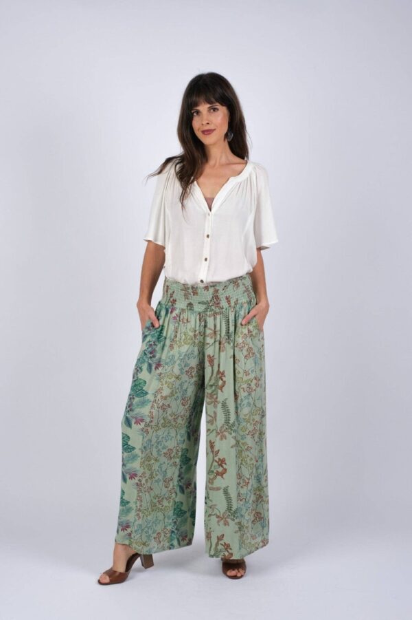 Product Image for  Green Floral Serenity Patchwork Chic Pants:S/M & L/XL)