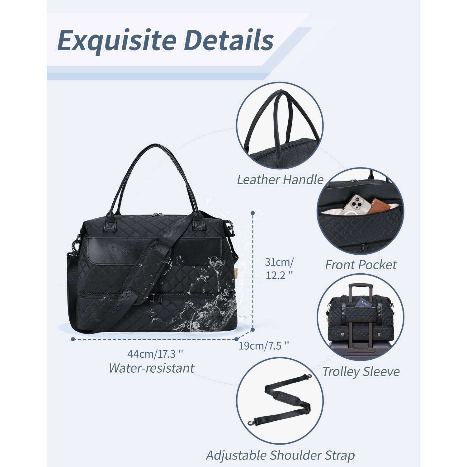 Downloaded from Square for use with Vendor ID (404) and Product ID (Square: DXWRCO4QBWUMPTZNFCCBUX3X - WC: 72552). Product Image for Airplane Approved Duffle Bag & Toiletry Bag Set 2 PCS: Black