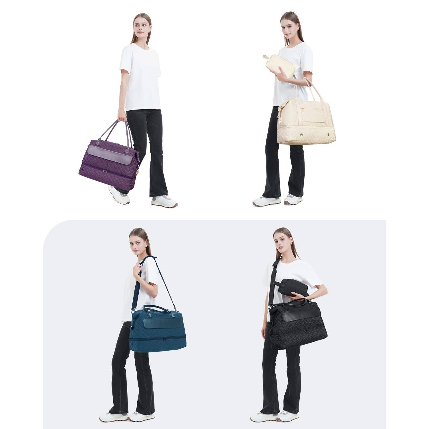 Downloaded from Square for use with Vendor ID (404) and Product ID (Square: DXWRCO4QBWUMPTZNFCCBUX3X - WC: 72552). Product Image for Airplane Approved Duffle Bag & Toiletry Bag Set 2 PCS: Black