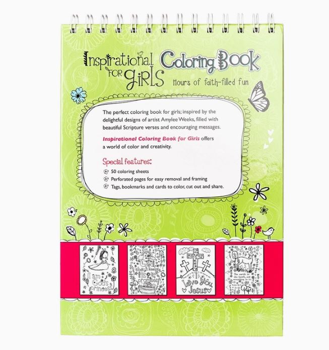 Downloaded from Square for use with Vendor ID (404) and Product ID (Square: TZIUEQVUCXRA5HDSGXM3OWZZ - WC: 73033). Product Image for Inspirational Coloring Book For Girls